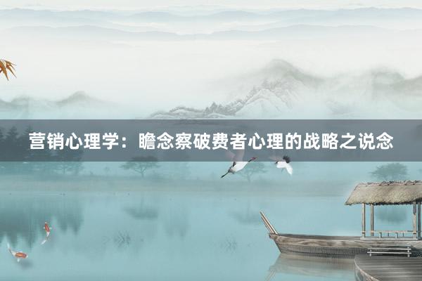 营销心理学：瞻念察破费者心理的战略之说念